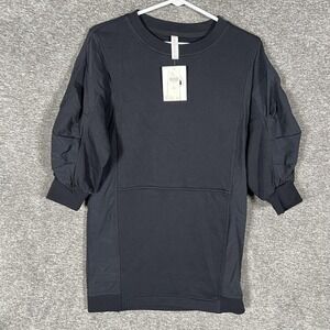 Daily Practice Sweater Dress Womens‎ 2XS Black Puff Sleeve Knit Short Casual